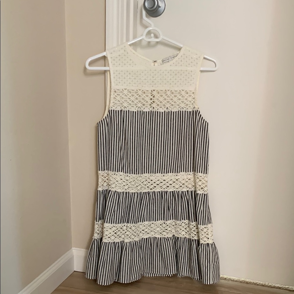 English Factory Cream Lace & Black Stripe Tunic or Mini Sundress
